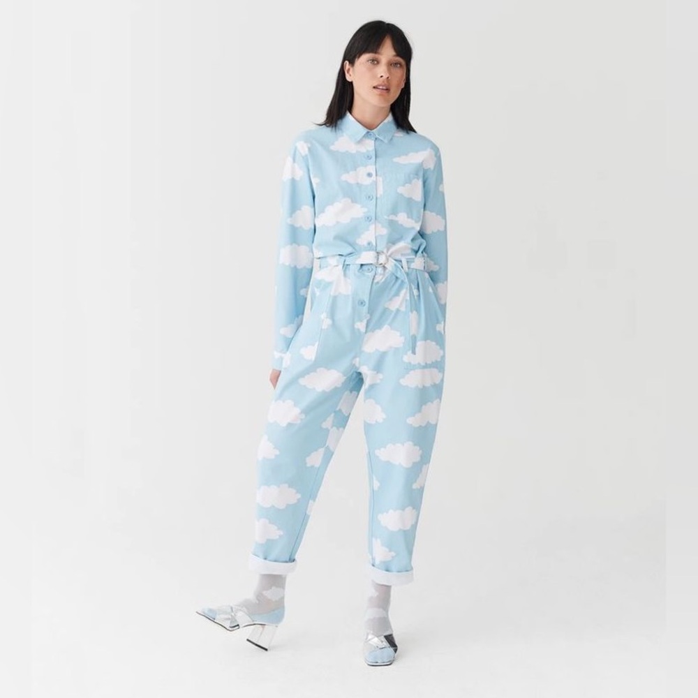 Lazy Oaf Light Blue Cloud Pattern Jumpsuit